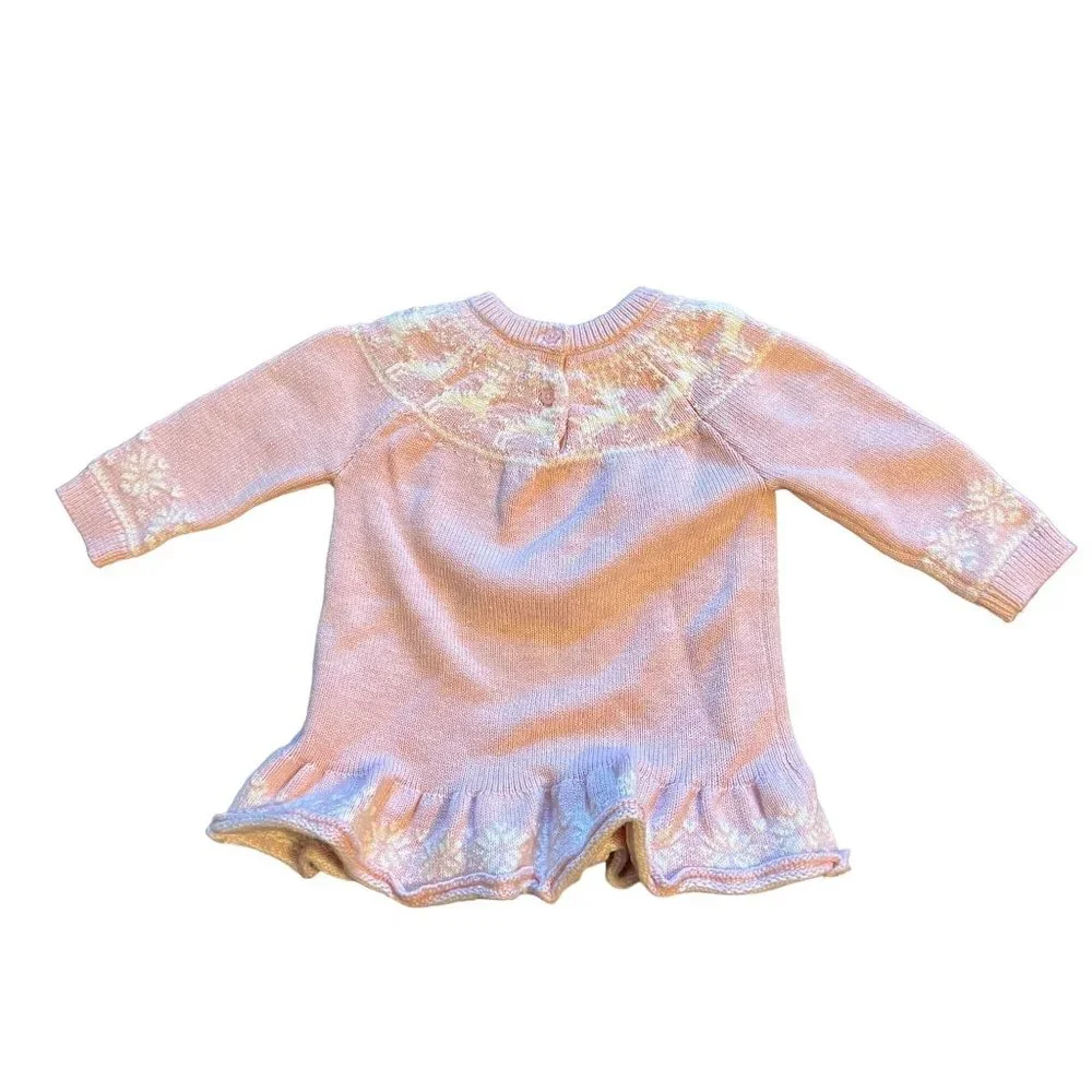 Baby Gap Pink Reindeer Long Sleeve Knit Sweater Baby Size 6-12 Months 6-12M - Picture 5 of 7